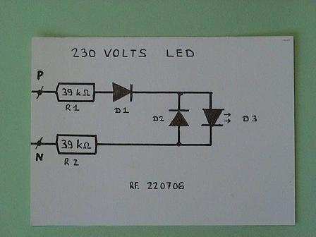 Rangkaian sederhana LED 220 volt