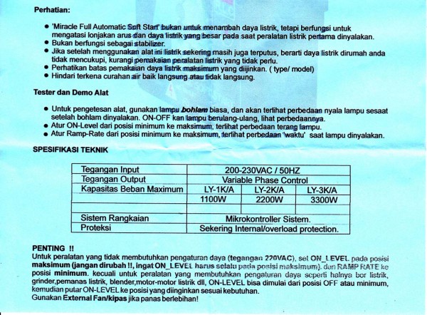 Manual LY-1K bahasa Indonesia