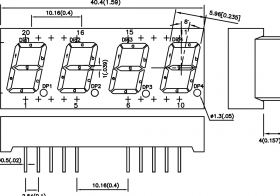 Quad 7 Segment Kingbright CA04 41GWA