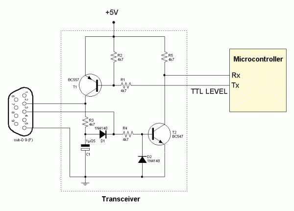Rangkaian RS232 dengan transistor