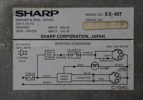 Kapasitor Mesin Cuci Sharp ES 65 T