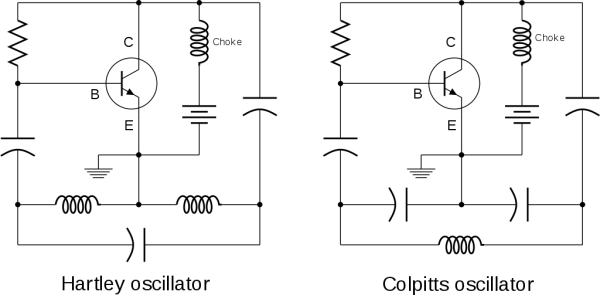 Oscillators with transistors circuit