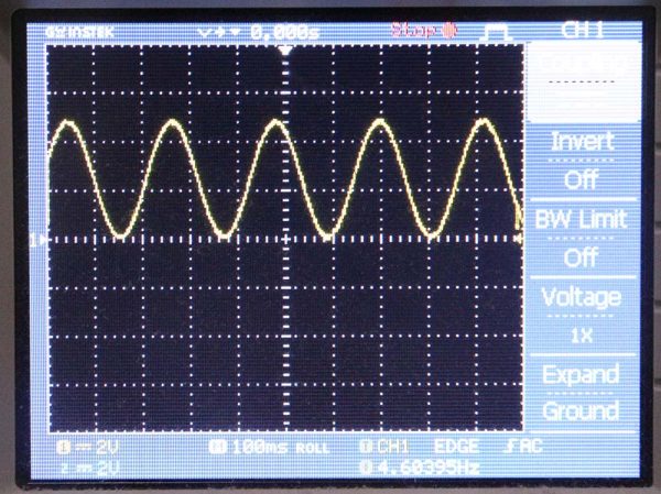 Tegangan sinusoidal dari MCP4725 dan Arduino Nano