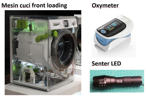 Contoh sistem embedded: mesin cuci front loading otomatis, pulse oxymeter, senter LED