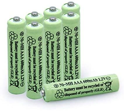 Baterai AAA tipe NiMH kapasitas 600 mAh warna hijau