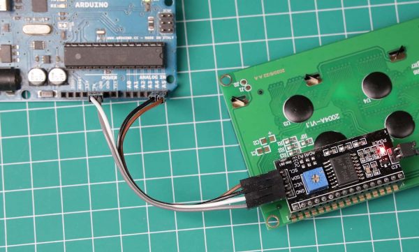 Sambungan I2C antara Arduino UNO dan LCD 20x4