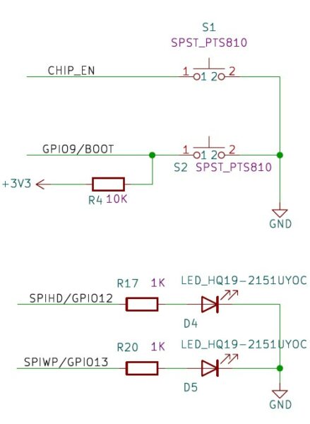 ESP32 C3 Luatos-schematic switch and LEDs